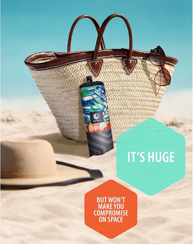 VENTURE 4TH Microfiber Beach Towel: Quick-Dry, Compact, Sand-Free, Absorbent, Sandproof and Lightweight - Perfect for Camping, Beach, and Roadtrips (Tropical Heat Design | 35x78 inches)