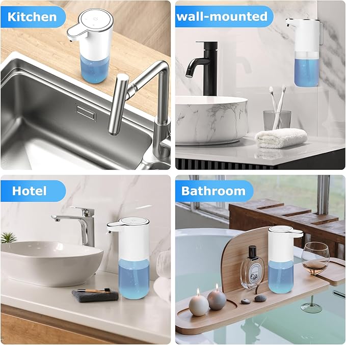2 Pack Soap Dispensers,Automatic Foaming Soap Dispenser Touchless,13.5oz/400ml USB Touchless Rechargeabled Wall Mounted Smart Soap Dispenser for Bathroom Kitchen Set New
