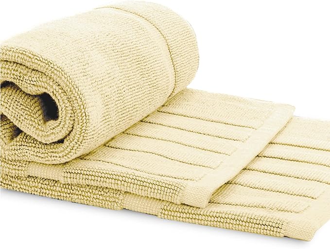 White Classic Luxury Bath Mat Floor Towel Set - Absorbent Cotton Hotel Spa Shower/Bathtub Mats [Not a Bathroom Rug] 22"x34" | 2 Pack | Beige