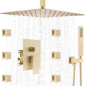 Rain Shower System, 16 Inch Ceiling Mounted Shower Faucet, Shower Combo Set with Rain Shower, Handheld Shower Head, 6 Massage Body Sprays and Pressure Balance Valve Kit