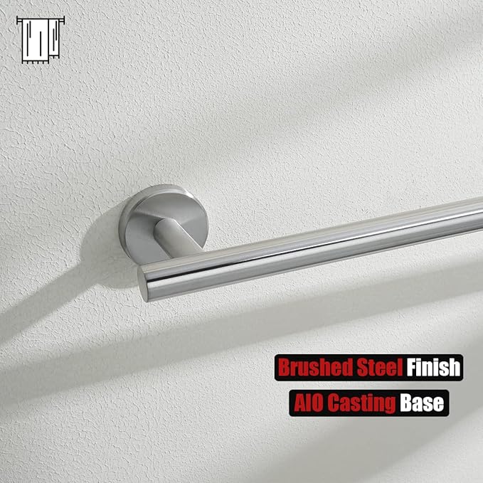 JQK Bath Towel Bar, 27 Inch 304 Stainless Steel Thicken 0.8mm Towel Rack Bathroom, Towel Holder Brushed Finished Wall Mount, Useable Length 24 Inch, TB110L24-BN