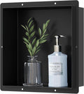 Stainless Steel Shower Niche 12" X 12", No Tile Needed Wall Niche Shower, Recessed Shower Shelf for Bathroom Storage, Matte Black