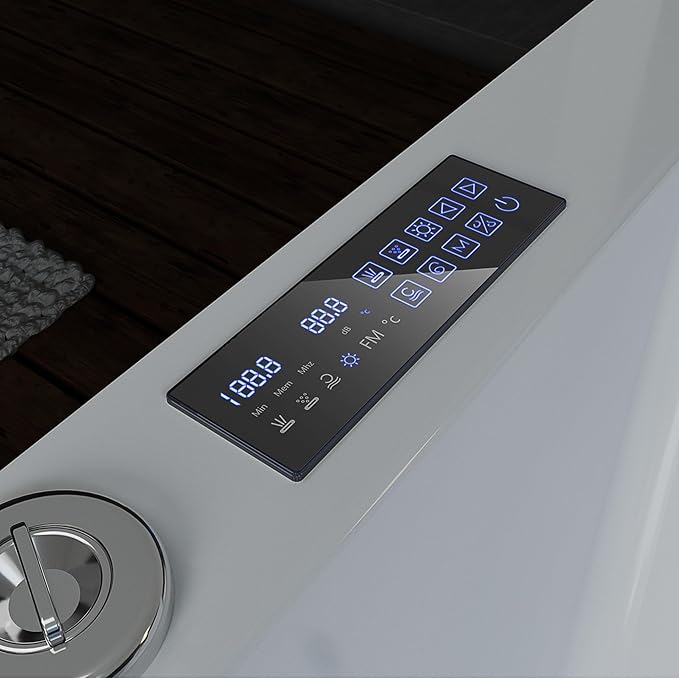 Empava PRO Series Whirlpool Tub with Dedicated Milk Bath & 65 Jets | Luxury Spa Acrylic Soaking Tub with Ozone Sanitization, Chromatherapy & Wireless Music System, Removable Panel, 71" Bathtub, White