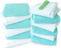 Washcloths 12 Pack 33 x 33 cm - Soft Face Cloths for Your Facial Towel, Wash Cloths for Your Body (White + Teal)