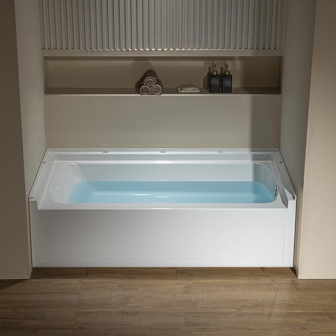 WOODBRIDGE 60” x 32” Alcove Soaking Bathtub in white with Right-Hand Drain Hole