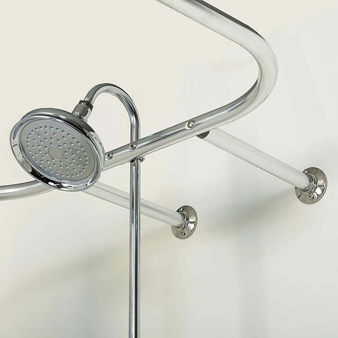 Zenna Home Rustproof Round Shower Curtain Rod for Clawfoot Tub with Easy Installation, Oval Hoop Shower Curtain Rod, Freestanding Tub Accessories, Fits Areas up to 70.5 by 28 Inches, Chrome