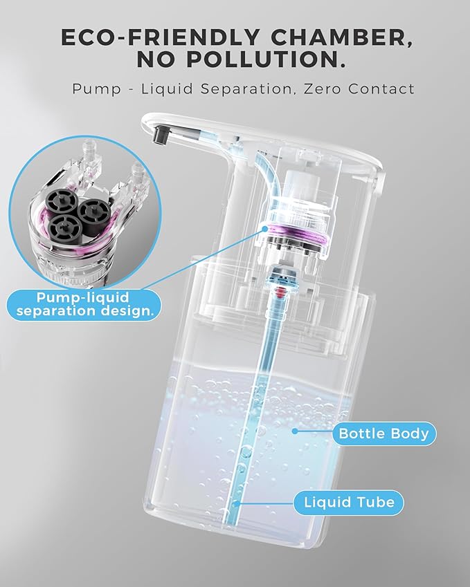 Automatic Liquid Soap Dispenser Touchless, 10oz/300ml Rechargeable, 3 Adjustable Liquid Levels, IPX5 Waterproof, for Kitchen Bathroom, Black