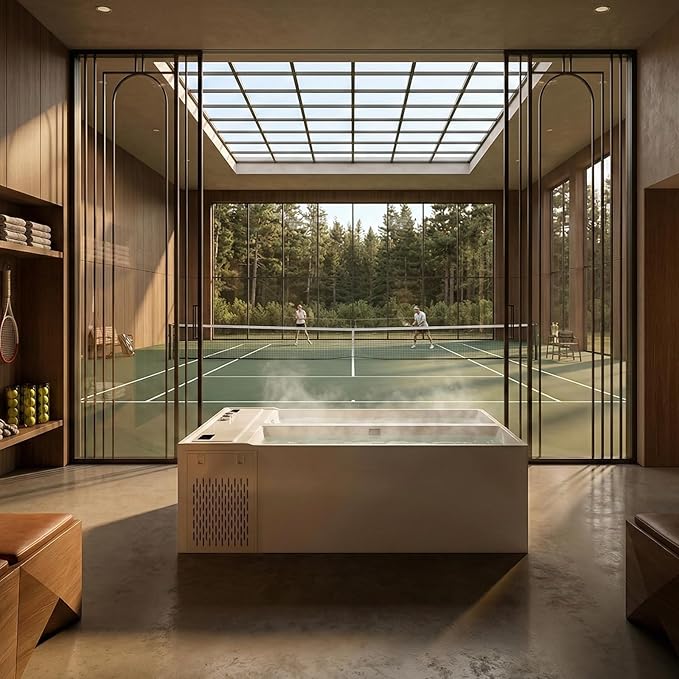 Empava Luxury 79" Dual-Zone Hot & Cold Tub: Whirlpool Bathtub with Hydro-Massage & Cold Plunge with Smart Chiller – Featuring Ozone, App Control for Recovery & Wellness Rituals