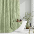 Green Shower Curtain 78 Inches Long Boho Shower Curtain Chic Tufted Chevron Textured Striped Fabric Shower Curtains Modern Minimalist Shower Curtains for Bathroom 72 x 78