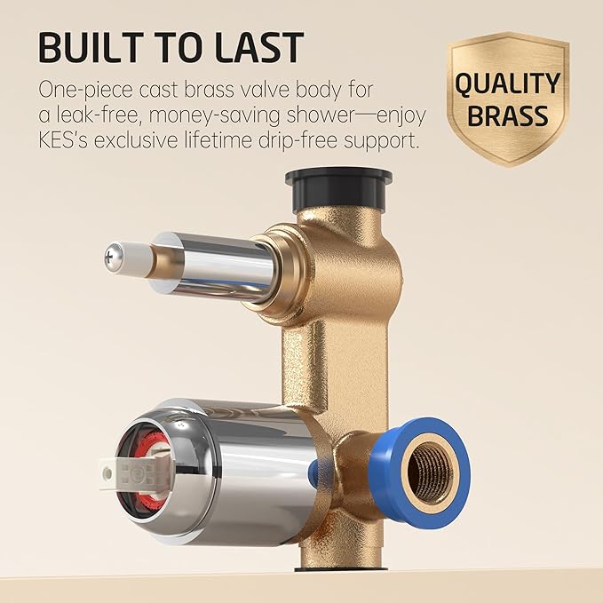 KES Chrome Shower Faucet Set, Shower System 12 Inch Rain Shower Head with Handheld Spray, cUPC Pressure Balance Valve and Trim Kit