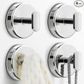 pickpiff Suction Cup Hooks for Shower: 15 LB Strong Wall Hanger for Bathroom, Front Door, Glass, Window, RV, Holder for Towel, Christmas Wreath, Coat, Loofah, Waterproof & Reusable, Silver 4-Pack