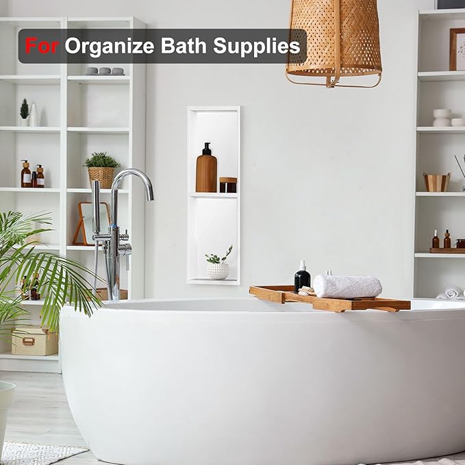 Shower Niche, Stainless Steel Elegant Bathroom Niche, No Tile Needed Recessed Shower Shelf Organizer for Storage
