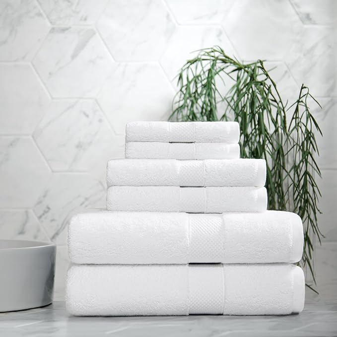 Aston & Arden Egyptian Bath Towels - Pack of 2 - Oversized Ultra Soft Thick & Absorbent, 100% Ringspun Egyptian Cotton Bathroom Towel for Spa, Hotel, 600 GSM, 30 x 54 in, White
