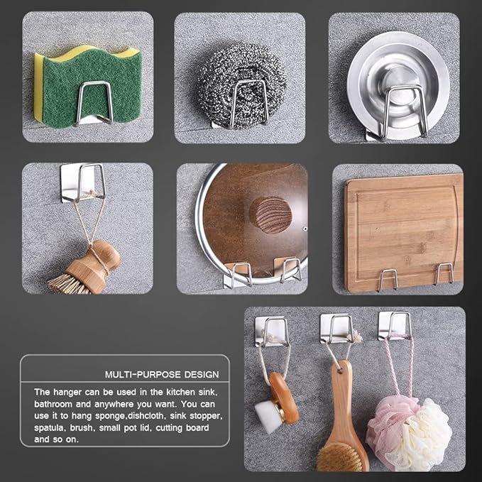 Sponge Holders for Kitchen Sink Adhesive Sponge Holder Sink Caddy Stainless Steel Rust Proof Waterproof, Quick Drying ﻿