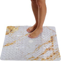 ENKOSI Square Shower Mat 27x27 inch - Anti Slip Shower Stall Floor Mat - Non Slip Shower Mats with Strong Secure Suction Cups and Drain Holes in Middle (27x27 Marble White Gold)