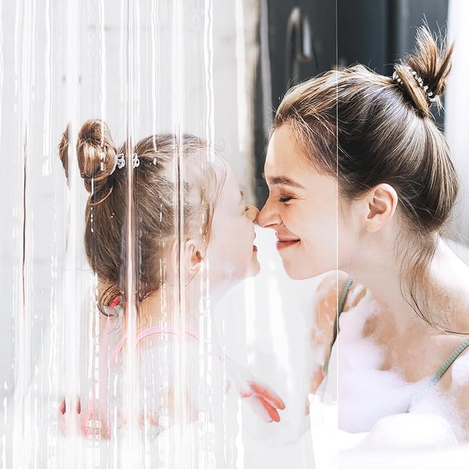 AmazerBath Stall Shower Curtain Liner 2 Pack, 36 x 72 Inches PEVA Plastic Shower Liner with 2 Weighted Stones and 6 Rustproof Metal Grommet, Lightweight Waterproof Shower Curtain - Clear