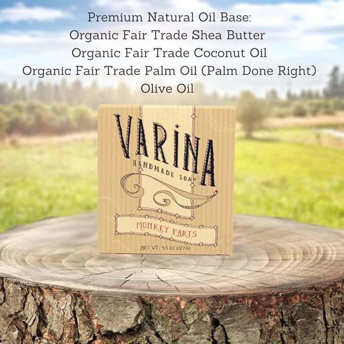 Natural Monkey Farts Bar Soap - Gentle Cleansing for Sensitive Skin, Fruity - 3 Pack