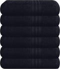 BOUTIQUO Ultra Soft Cotton 6 -Piece Hand Towel Set 16x24 Inch, Ideal for use in Bathroom, Kitchen, Gym, Spa & General Cleaning, Compact & Lightweight Multi Purpose Hand Towels - Black