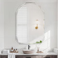 Bathroom Mirror for Wall, 26" x 38" Arched Mirror, Bathroom Vanity Mirror, Beveled Edge Frameless Wall Mount Vanity Mirrors, Wall Mirrors Decorative, Irregular Beveled Edge Mirror