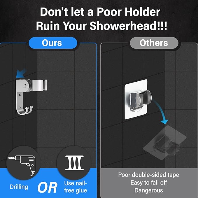 Dual Shower Head with Handheld for Couples: High Pressure Double Shower Heads for Two People - Adjustable Two Showerhead System with 3 Flow Settings Fits 2 Person Bathroom (Chrome)