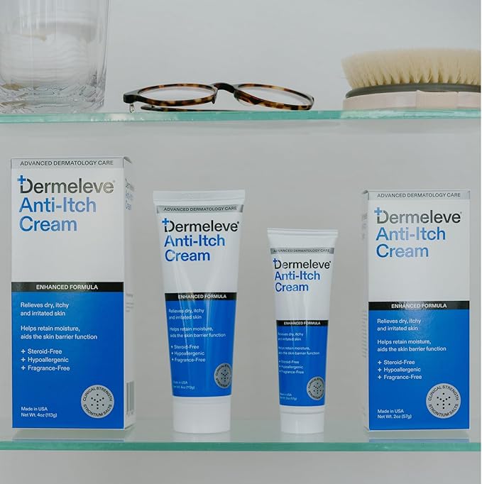Dermeleve Steroid Free Anti-Itch Cream | Extra Strength for Psoriasis, Seborrheic Dermatitis, Viral Rash, Bug Bites, Allergy, Chronic Hives, Neuropathy (Nerve) | Full Body Itch Relief | 4 oz (1 Pack)