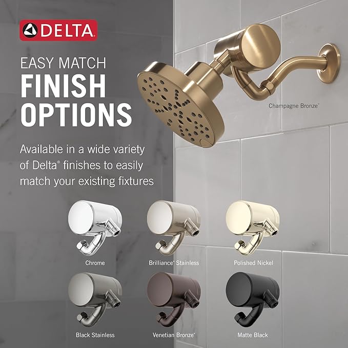 Delta Faucet Clarifi Premium Shower Filter Attachment with Filter, Hard Water Shower Filter, Shower Head Filter, Black Stainless 5SF100-KS