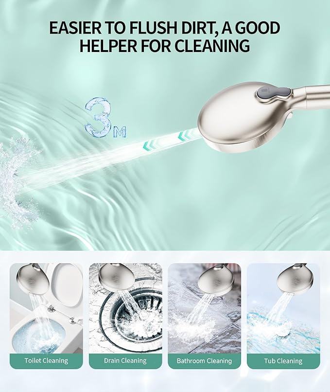 SR SUN RISE Filtered Shower Head with Handheld High Pressure 9 Spray Mode Showerhead Detachable Shower Head Water Softener Filters Beads for Hard Water Remove Chlorine 1 Filter Brushed Nickel
