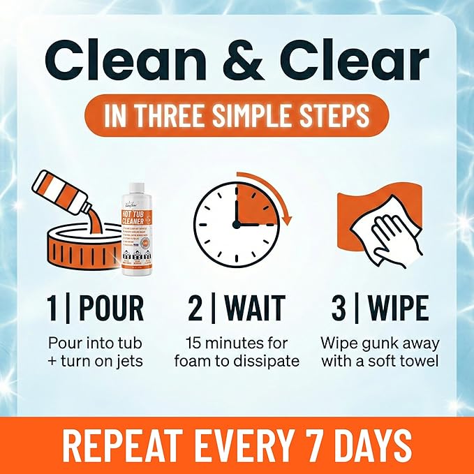 Spa Chemicals for Hot Tub – 5-in-1 Hot Tub Maintenance Kit & Cleaner – Inflatable Hot Tub Accessories for Adults – Outdoor Spa Clarifier – Helps Remove Scum & Cloudy Water – Made in USA – 16oz