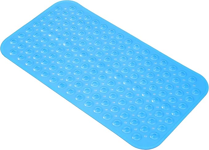 Anti-Slip Bathtub Shower mat, 27.5×14.5（Approximately 70×37cm） inch Soft Oversized Machine Washable Non-Slip Bathtub mat with Drainage Holes, Bathroom Floor Suction Cup.（1-Clear Blue）