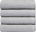 Cozy Earth Waffle Washcloths - 60% Cotton 40% Viscose from Bamboo Washcloths 13 x 13 Inches - Soft & Absorbent Terry, Reversible Mini Textured Waffle & Weave Pattern - 4 Pack