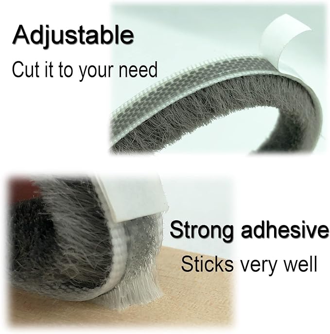 Weather Stripping Brush for Sliding Windows/Doors Frame Side,Pile Self Adhesive Weatherstrip Seal Strip Sealer Draft Stoppers (16.5ft x11/32 x 3/16 Brush inch, White)