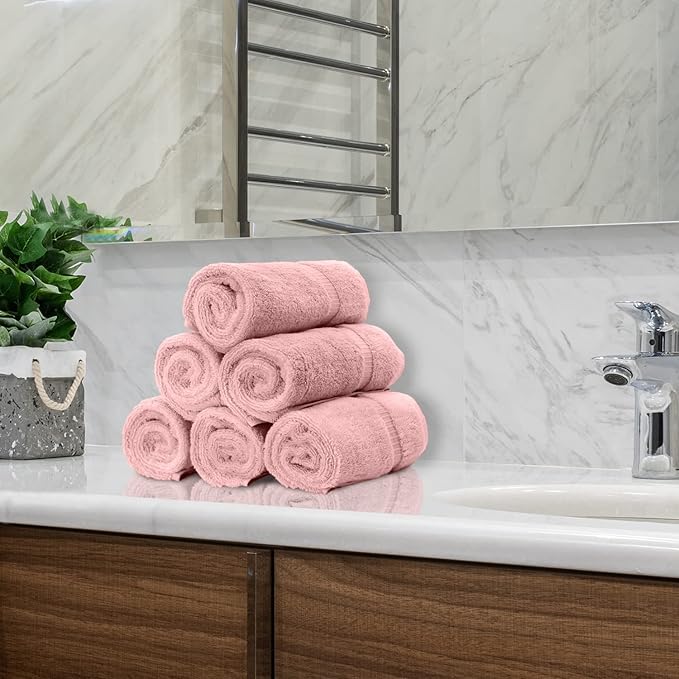 Monogrammed Hand Towel, Personalized Initial Gift, Extra Absorbent 100% Turkish Cotton - Soft Terry Finish - Set of 2 - Black Block Initial Y - Embroidered on Pink Towels
