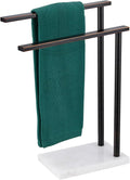 Stand Towel Holder for Bathroom Vanity Countertop 2-Tier Towel Racks Freestanding with Thicken Marble Base, Oil Rubbed Bronze Stainless Steel AN7003ORB