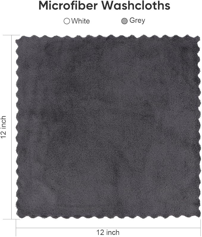 Orighty Washcloths 48 Pack, Ultra Soft Face Cloths 12 x 12 inch, Absorbent & Quick Drying Coral Velvet Washcloth Bulk, Multi-Purpose Face Cloth for Household, Cleansing and Sport (Grey)
