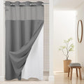 River Dream Heavyweight No Hooks Required Dotted Waffle Weave Shower Curtain with Snap in Liner -Stall 54W x 80H,Hotel Grade,Spa Like Bath Curtain,Gray
