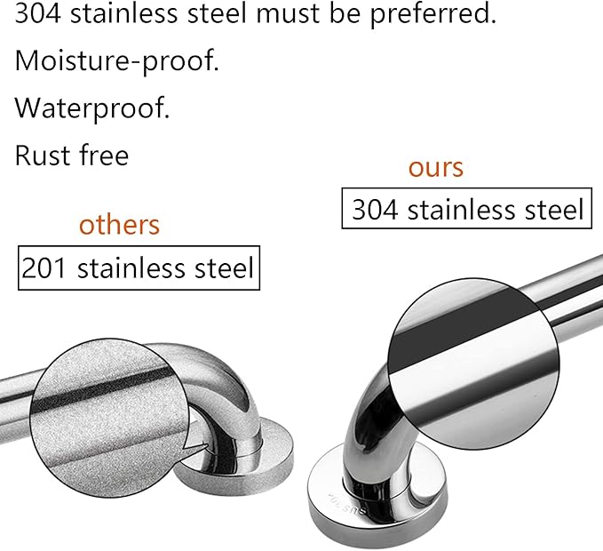Shower Grab Bar, 2 Pack 12 Inch Bathroom Grab Bar, 1.25" Diameter 304 Stainless Steel Anti-Slip Grab Bars for Bathtubs and Showers, Handicap Shower Grab Bar for Seniors Elderly