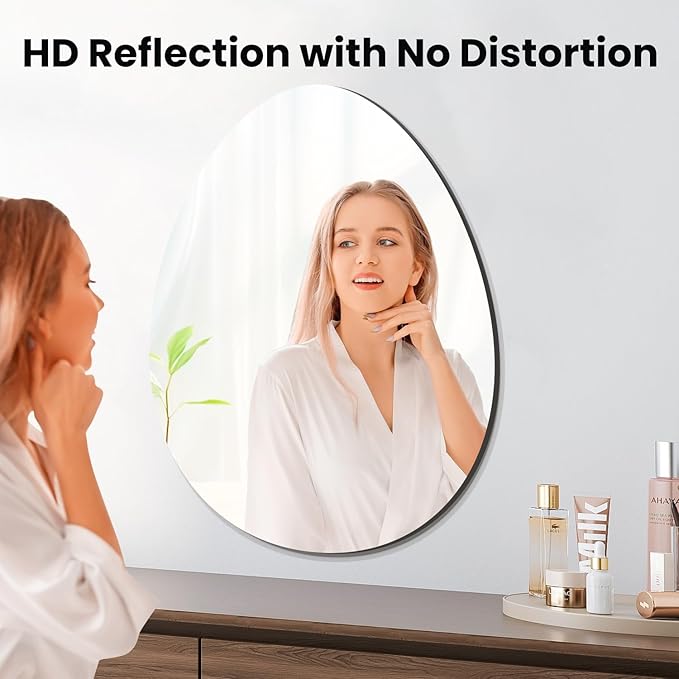 VASUHOME Drop Frameless Bathroom Mirror, 24 x 32 Inch Wall Vanity Mirror, Large Wall Mounted Mirrors for Bathroom, Living Room, Bedroom