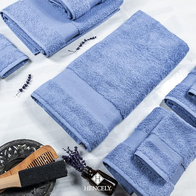 Hencely Bath Sheet Set of 2 - (35x64 Inches) - Luxury Extra Large Oversized Towels, 100% Cotton - Quick Dry, Highly Absorbent, Super Soft - Ideal for Spa, Hotel, Bathroom - (Bath Sheets 2 Pack, Blue)