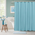 AooHome Shower Curtain Liner, Fabric Bathroom Curtain with Hooks for Hotel, Water Repellent, Blue, 72 Width x 75 Height Inch