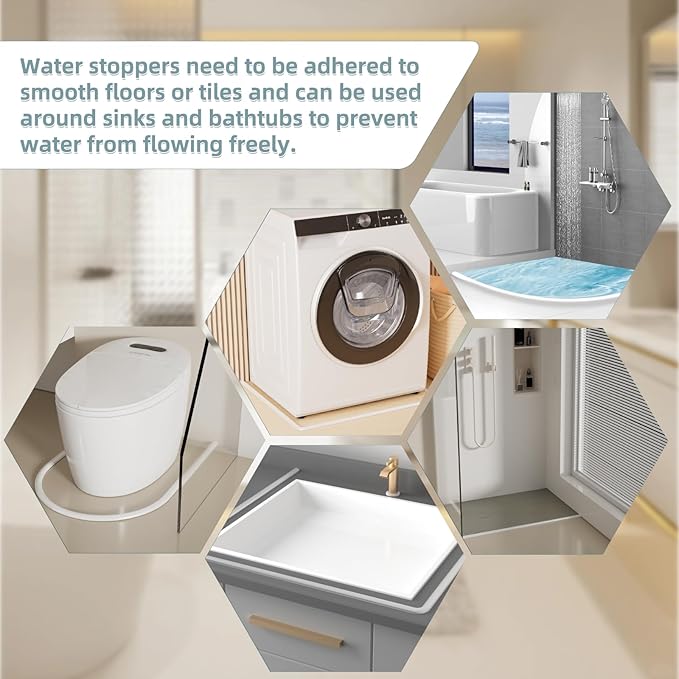 39Inch New Shower Threshold Water Dam Barrier,Collapsible Self-Adhesive Silicone Shower Water Guard for Bathroom Bathtub and Kitchen,Shower Water Blocker Suitable for Wheelchair Acces(Transparent)