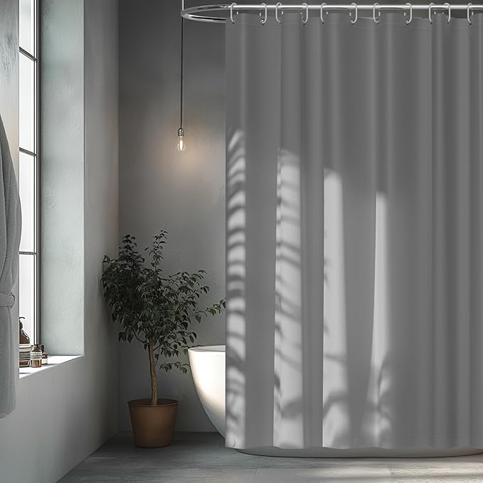 72 x 84 inch Extra Long Waterproof Fabric Shower Curtain Liner, Light Grey Cloth Shower Liner with 3 Large Magnets, Tall Bathroom Shower Curtain Lightweight Machine Washable