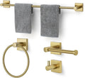Bathroom Accessories Set Brushed Gold Towel bar Set, 4 Piece Towel Rack Set Towel bar for Bathroom Wall Mounted Durable 24 inch Towel bar Robe Hook Towel Ring Toilet Paper Holder