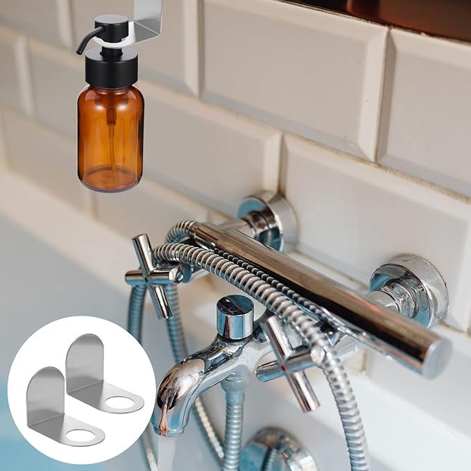 ABOOFAN Wall-Mounted Bathroom Storage Rack with Shampoo Bottle Holder Hook Self-Adhesive Shower Gel Bottle Rack for Space Saving and Organized Bathroom