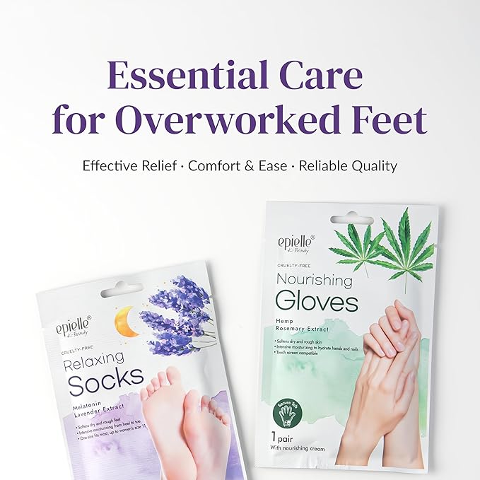 Epielle Relaxing Foot Mask 6 Pairs, Soften and Restore with Melatonin & Lavender Extract, Deep Moisturizing Socks for Dry, Cracked Feet, Self Care Gifts for Women, Spa Kit, Stocking Stuffers