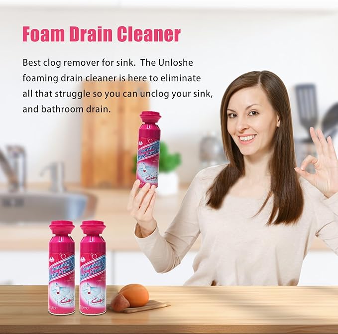 Drain Cleaner, Foaming Drain Cleaner and Deodorizer, Drains Clog Remover for Bathroom Sinks, Washbasin, Tubs (1 PCS)