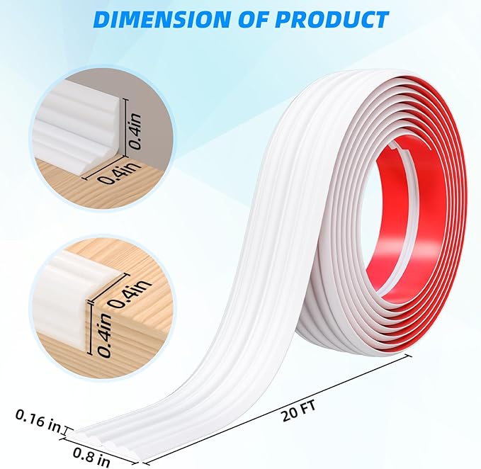 20FT Flexible Wall Corner Protector Moulding Trim, Peel and Stick Inside & Outside Wall Corner Guards Edge Protector,Self Adhesive Molding Trim Strip for Edge Ceiling