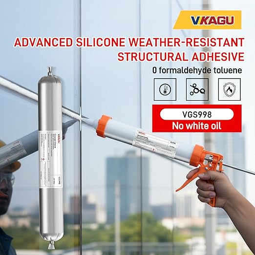 VGS998 Sausage Pack Silicone Sealant for Stone Curtain Wall 1 Pack –19.95 Fl Oz – White Concrete Crack Repair, Non-Sag Silicone Caulk for Foundation, Walls