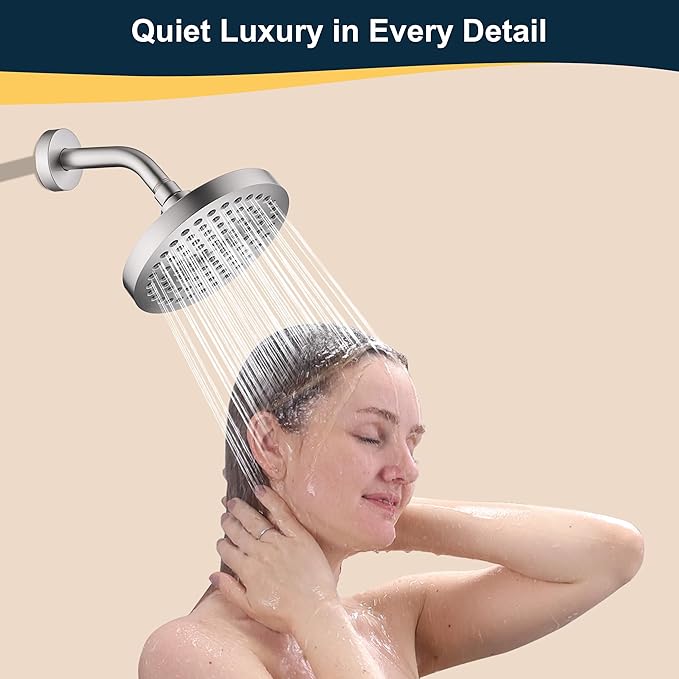 BRIGHT SHOWERS 6 Inch Brass Shower Arm with Flange Shower Pipe Arm for Wall Mount Fixed and Handheld Shower Head, Brushed Nickel
