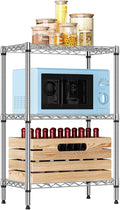 IZEUK 3 Tier Heavy Duty Steel Storage Shelves, Metal Shelf Wire Shelving Rack for Pantry, Kitchen, Cloakroom or Office Organization (13.8" D x 23.6" W x 35.5" H, 750LBS, Chrome)