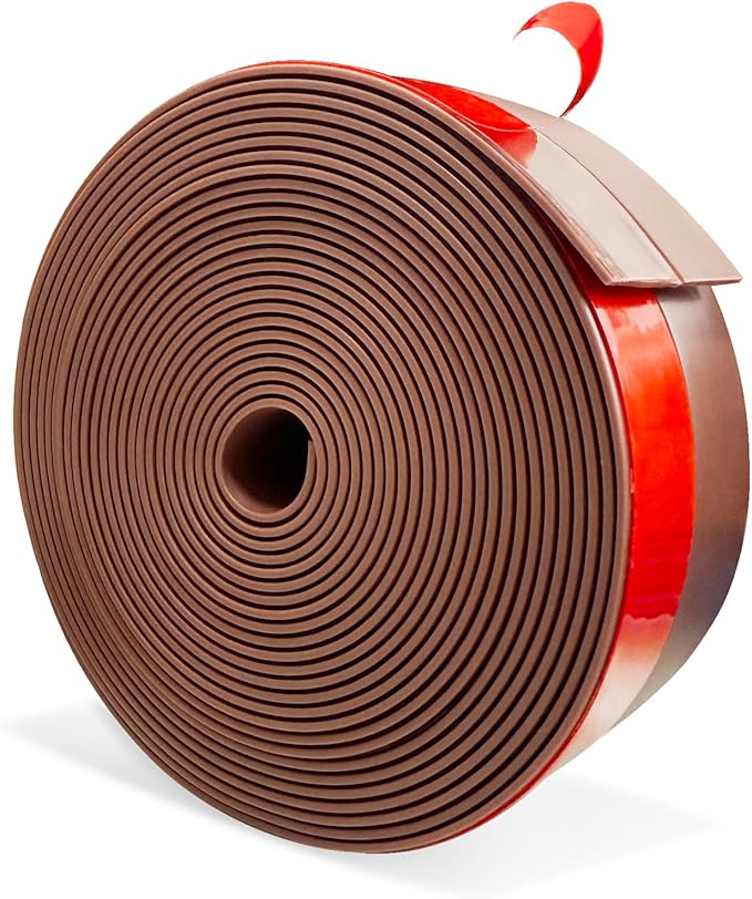 Wide Silicone Weather Stripping, 2 inch (W) x 20 Ft (L) Door Draft Stopper, Silicone Seal Strip for Doors Windows and Shower Glass Gap, Brown